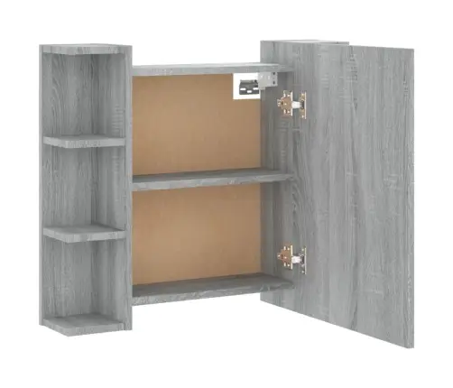 Veidrodinė Spintelė Su Led, Pilka Ąžuolo, 70X16,5X60Cm