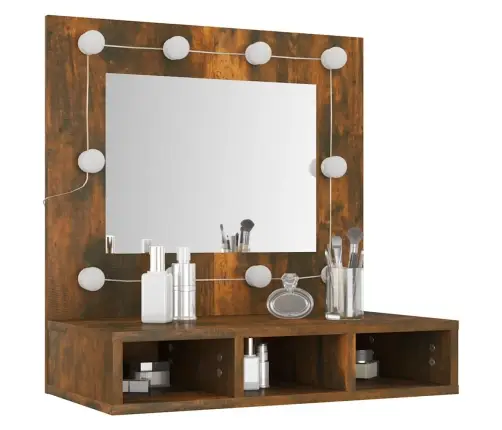 Veidrodinė Spintelė Su Led, Dūminio Ąžuolo, 60X31,5X62Cm