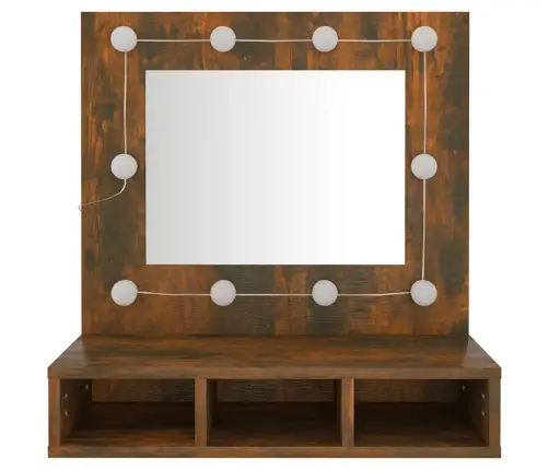 Veidrodinė Spintelė Su Led, Dūminio Ąžuolo, 60X31,5X62Cm
