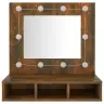 Veidrodinė Spintelė Su Led, Dūminio Ąžuolo, 60X31,5X62Cm