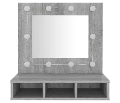 Spoguļskapītis Ar Led, Pelēka Ozolkoka Krāsa, 60X31,5X62 Cm Vidaxl