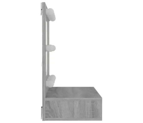 Spoguļskapītis Ar Led, Pelēka Ozolkoka Krāsa, 60X31,5X62 Cm Vidaxl