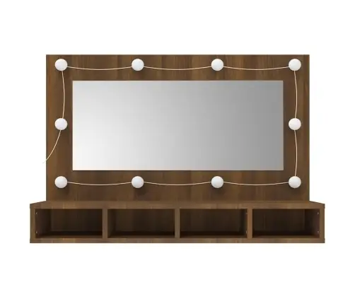 Spoguļskapītis Ar Led, Brūna Koka Krāsa, 90X31,5X62 Cm Vidaxl