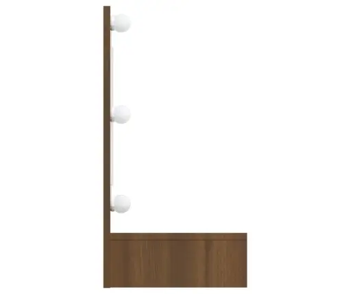 Spoguļskapītis Ar Led, Brūna Koka Krāsa, 90X31,5X62 Cm Vidaxl