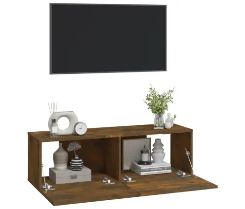 Tv Skapīši, 2 Gab., Koka Krāsa, 100X30X30 Cm, Inženierijas Koks Vidaxl