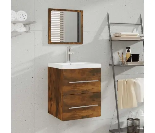 Peegliga Vannitoakapp, Suitsutatud Tamm, 41 X 38,5 X 48 Cm