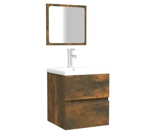 Vannitoakapp Peegliga, Suitsutatud Tamm, Tehispuit