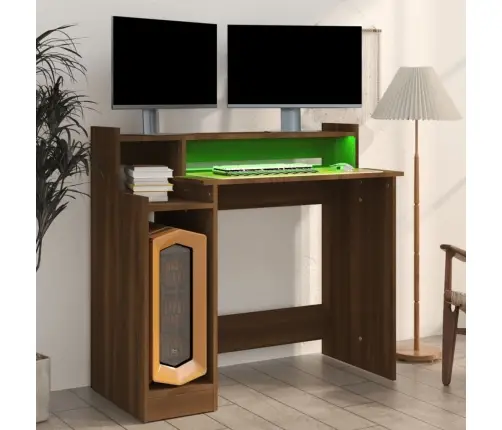 Kirjutuslaud Led-Tuledega, Pruun Tamm, 97 X 45 X 90 Cm