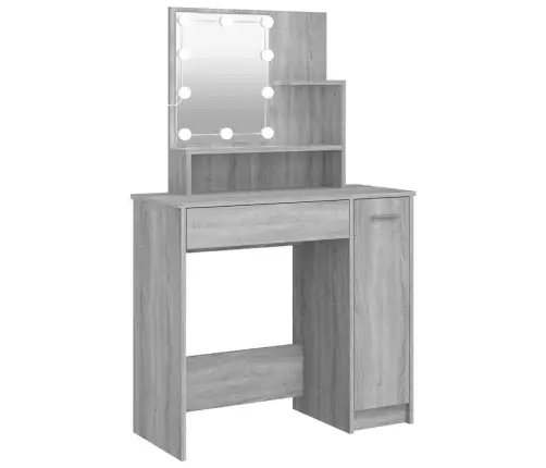 Kosmetinis Staliukas Su Led, Pilkas Ąžuolo, 86,5X35X136Cm
