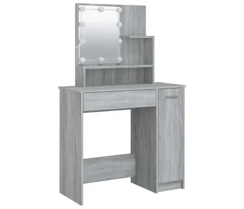 Kosmetinis Staliukas Su Led, Pilkas Ąžuolo, 86,5X35X136Cm
