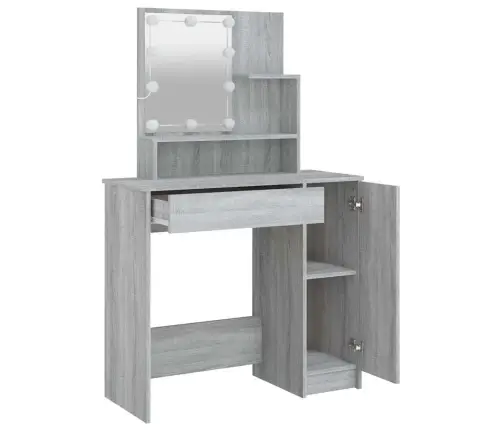 Kosmetinis Staliukas Su Led, Pilkas Ąžuolo, 86,5X35X136Cm
