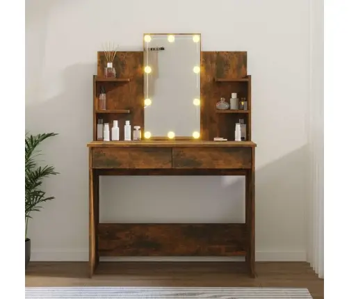 Spoguļgaldiņš Ar Led, Ozolkoka Krāsa, 96X40X142 Cm Vidaxl