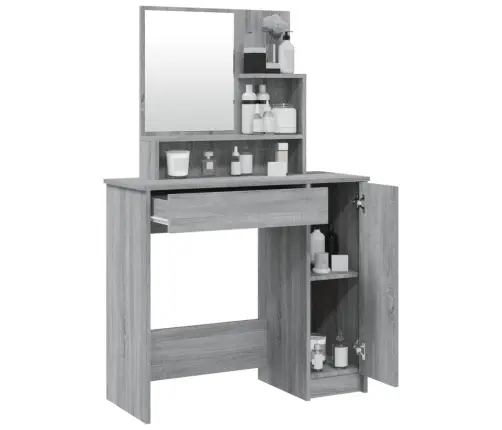 Spoguļgaldiņš, Pelēka Ozolkoka Krāsa, 86,5X35X136 Cm Vidaxl