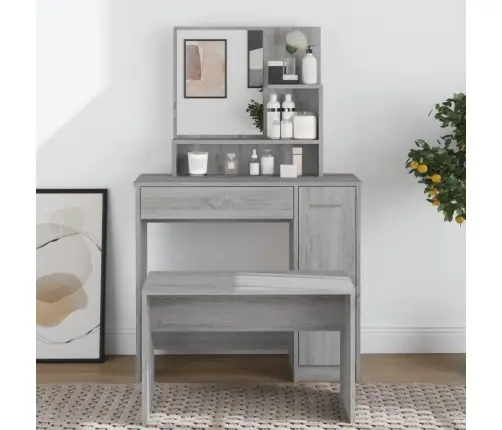 Spoguļgaldiņš, Pelēka Ozolkoka Krāsa, 86,5X35X136 Cm Vidaxl