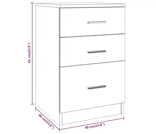 Naktsskapītis, Pelēka Ozolkoka, 40X40X63 Cm, Inženierijas Koks Vidaxl