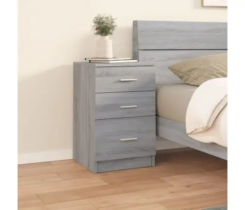 Naktsskapītis, Pelēka Ozolkoka, 40X40X63 Cm, Inženierijas Koks Vidaxl