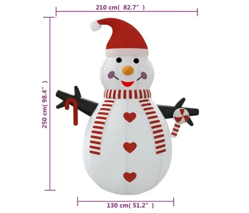 Piepūšams Sniegavīrs, Led, 250 Cm Vidaxl Piepūšams Sniegavīrs, Led, 250 Cm Vidaxl