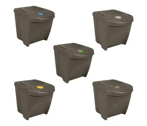 Virnastatavad Prügikastid 3 Tk, Hall, 75 L, Polüpropüleen