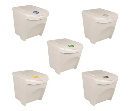 Atkritumu Tvertnes, Saliekamas, 3 Gab., Baltas, 75 L Vidaxl