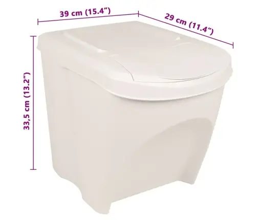Atkritumu Tvertnes, Saliekamas, 3 Gab., Baltas, 75 L Vidaxl