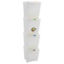 Atkritumu Tvertnes, Saliekamas, 4 Gab., Baltas, 100 L Vidaxl