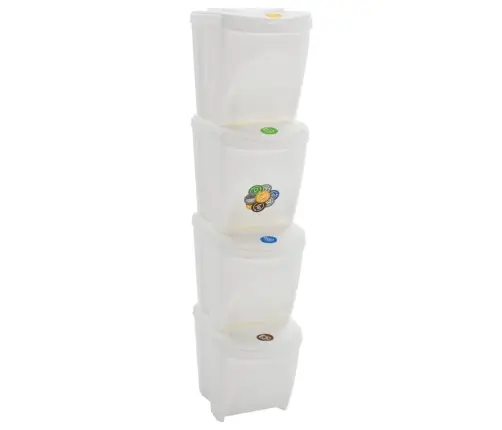 Atkritumu Tvertnes, Saliekamas, 4 Gab., Baltas, 100 L Vidaxl