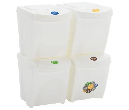 Atkritumu Tvertnes, Saliekamas, 4 Gab., Baltas, 100 L Vidaxl