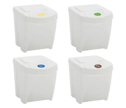Atkritumu Tvertnes, Saliekamas, 4 Gab., Baltas, 100 L Vidaxl