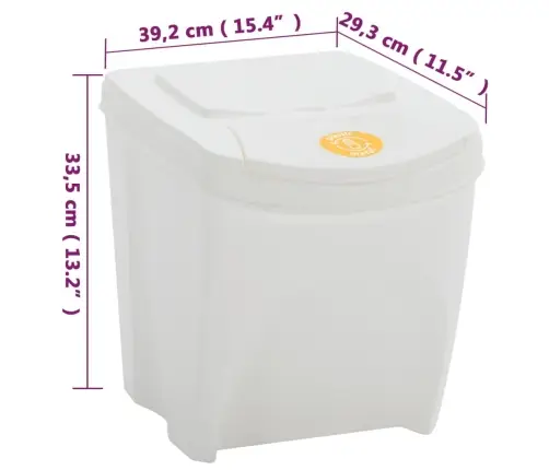 Atkritumu Tvertnes, Saliekamas, 4 Gab., Baltas, 100 L Vidaxl