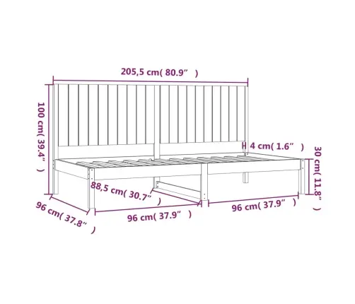 Päevavoodi Ilma Madratsita, 90 X 200 cm Männipuit