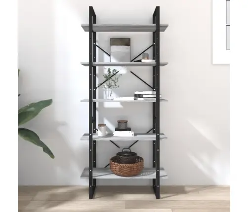 Spintelė Knygoms, 5 Lentynos, Pilka, 80X30X175cm Mediena