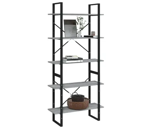 Spintelė Knygoms, 5 Lentynos, Pilka, 80X30X175cm Mediena