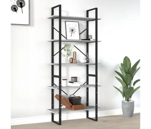 Spintelė Knygoms, 5 Lentynos, Pilka, 80X30X175cm Mediena