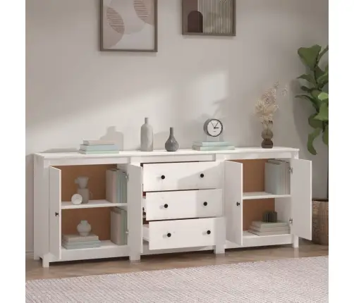 Kumode, Balta, 210X35X80 Cm, Priedes Masīvkoks Vidaxl