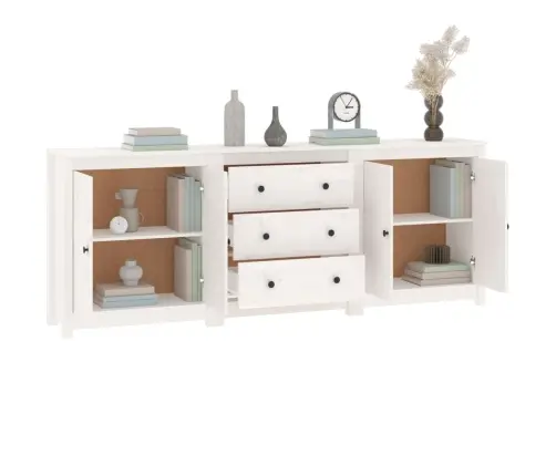 Kumode, Balta, 210X35X80 Cm, Priedes Masīvkoks Vidaxl