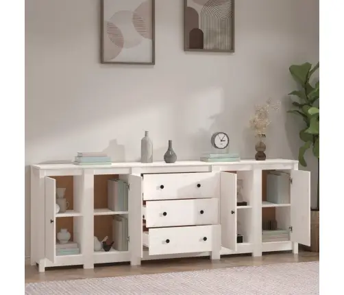 Kumode, Balta, 230X35X80 Cm, Priedes Masīvkoks Vidaxl