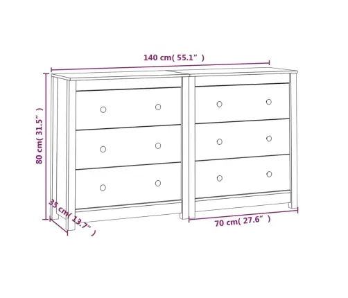 Kumode, 140X35X80 Cm, Priedes Masīvkoks Vidaxl Kumode, 140X35X80 Cm, Priedes Masīvkoks Vidaxl