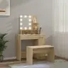 Spoguļgaldiņa Komplekts, Led, Ozola Krāsas Inženierijas Koks Vidaxl