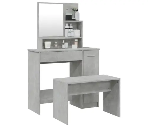 Spoguļgaldiņa Komplekts, Betona Pelēks, 86,5X35X136 Cm Vidaxl