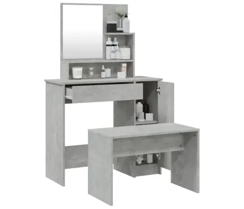 Spoguļgaldiņa Komplekts, Betona Pelēks, 86,5X35X136 Cm Vidaxl