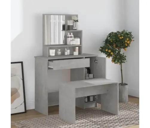 Spoguļgaldiņa Komplekts, Betona Pelēks, 86,5X35X136 Cm Vidaxl