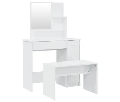 Spoguļgaldiņa Komplekts, Spīdīgi Balts, 86,5X35X136 Cm Vidaxl