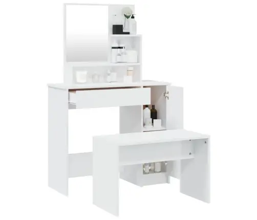 Spoguļgaldiņa Komplekts, Spīdīgi Balts, 86,5X35X136 Cm Vidaxl