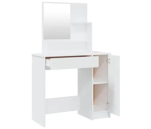 Spoguļgaldiņa Komplekts, Spīdīgi Balts, 86,5X35X136 Cm Vidaxl