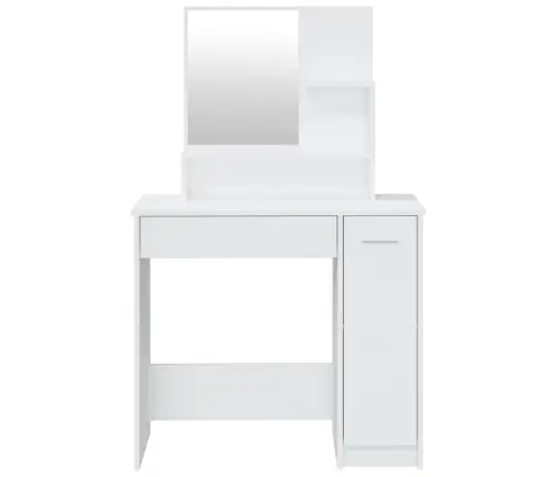Spoguļgaldiņa Komplekts, Spīdīgi Balts, 86,5X35X136 Cm Vidaxl