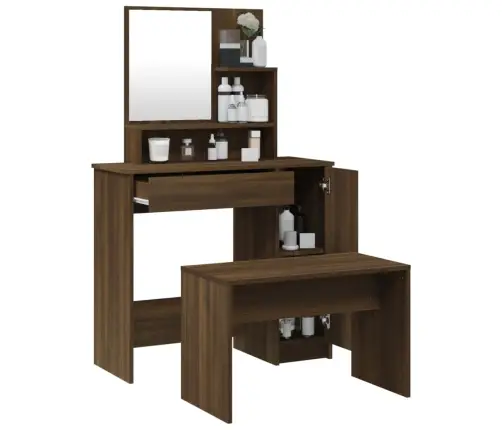 Spoguļgaldiņa Komplekts, Ozolkoka Krāsa, 86,5X35X136 Cm Vidaxl