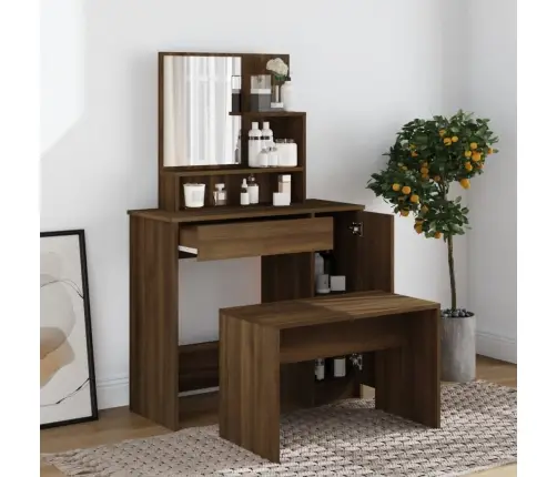 Spoguļgaldiņa Komplekts, Ozolkoka Krāsa, 86,5X35X136 Cm Vidaxl