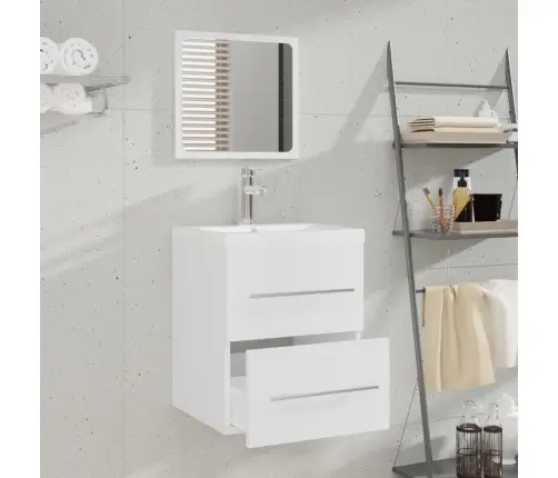 Skapītis Ar Iebūvētu Izlietni, Balts, Inženierijas Koks Vidaxl