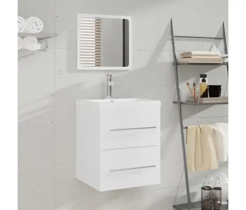 Skapītis Ar Iebūvētu Izlietni, Balts, Inženierijas Koks Vidaxl