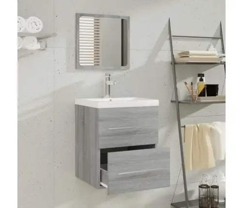 Skapītis Ar Iebūvētu Izlietni, Pelēka Ozola, Inženierijas Koks Vidaxl